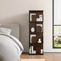 Rotating Bookshelf, 4 Tier Small Bookcase Corner Shelves Display Storage Tower Space-saving Revolving For Small Space Walnut
