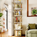62.5" Rotating Bookcase, 360° Spinning Corner Bookshelf For Storage & Display
