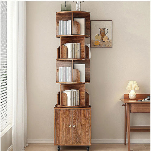 360 Degree Rotating Display 5 Tier Corner Bookshelf