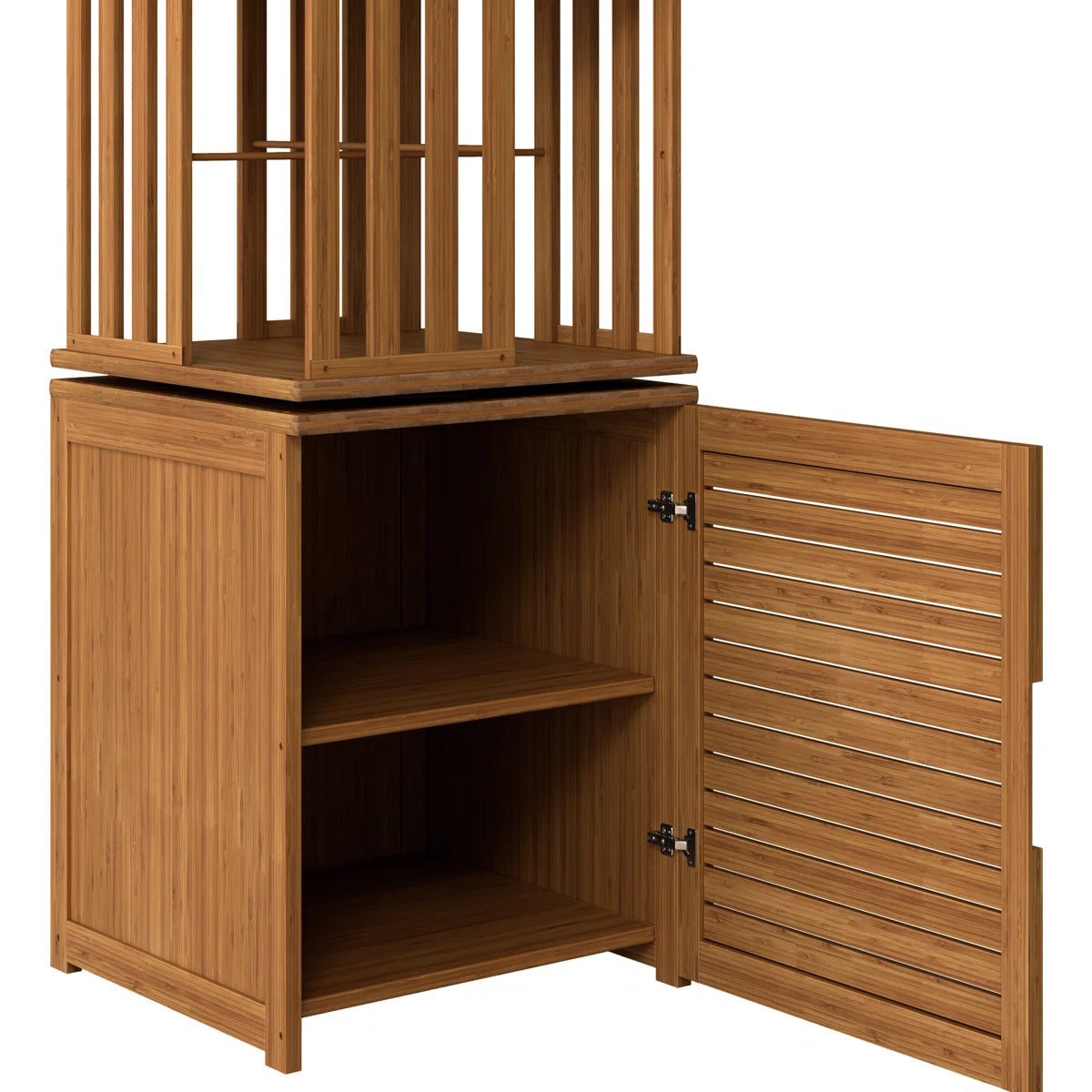 Bamboo Bookshelf 360° Spinning 7 Tier Tall Narrow Display Tower Shelf, Walnut
