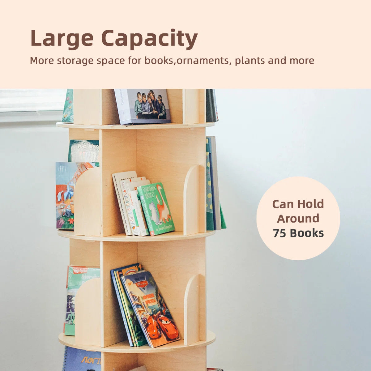 360° Rotating Bookshelf，corner Bookcase For Book Display