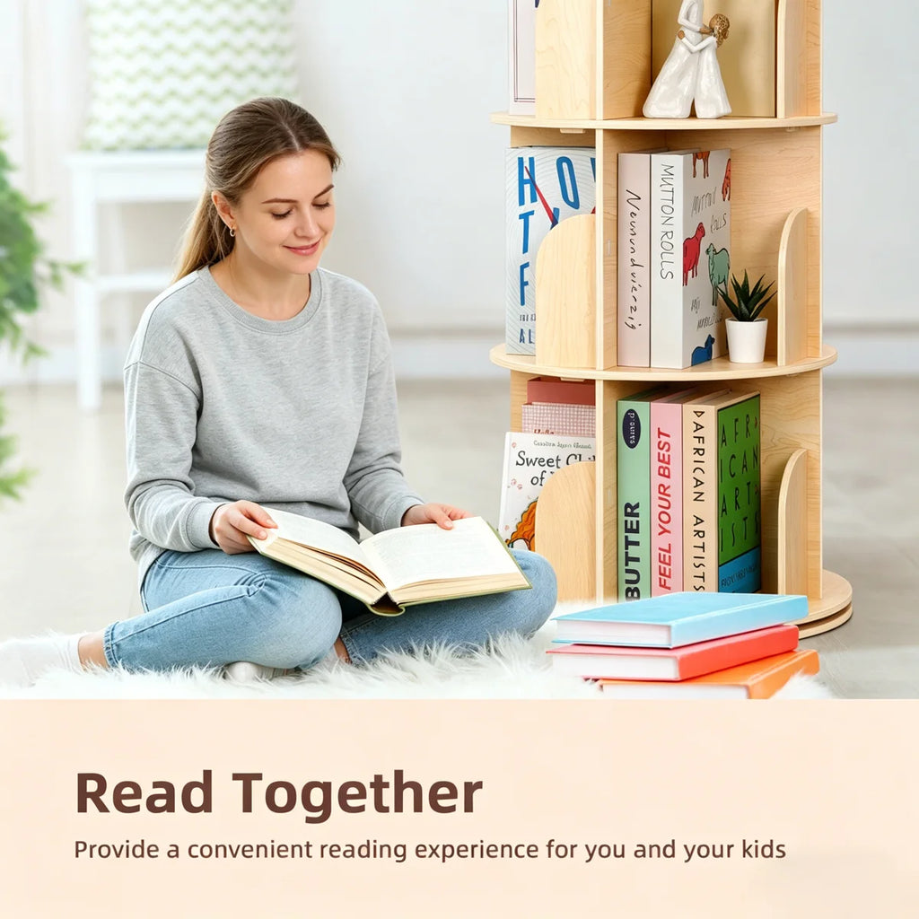 360° Rotating Bookshelf，corner Bookcase For Book Display