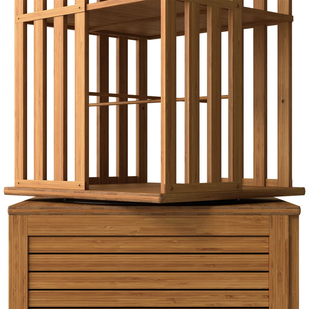 Bamboo Bookshelf 360° Spinning 7 Tier Tall Narrow Display Tower Shelf, Walnut